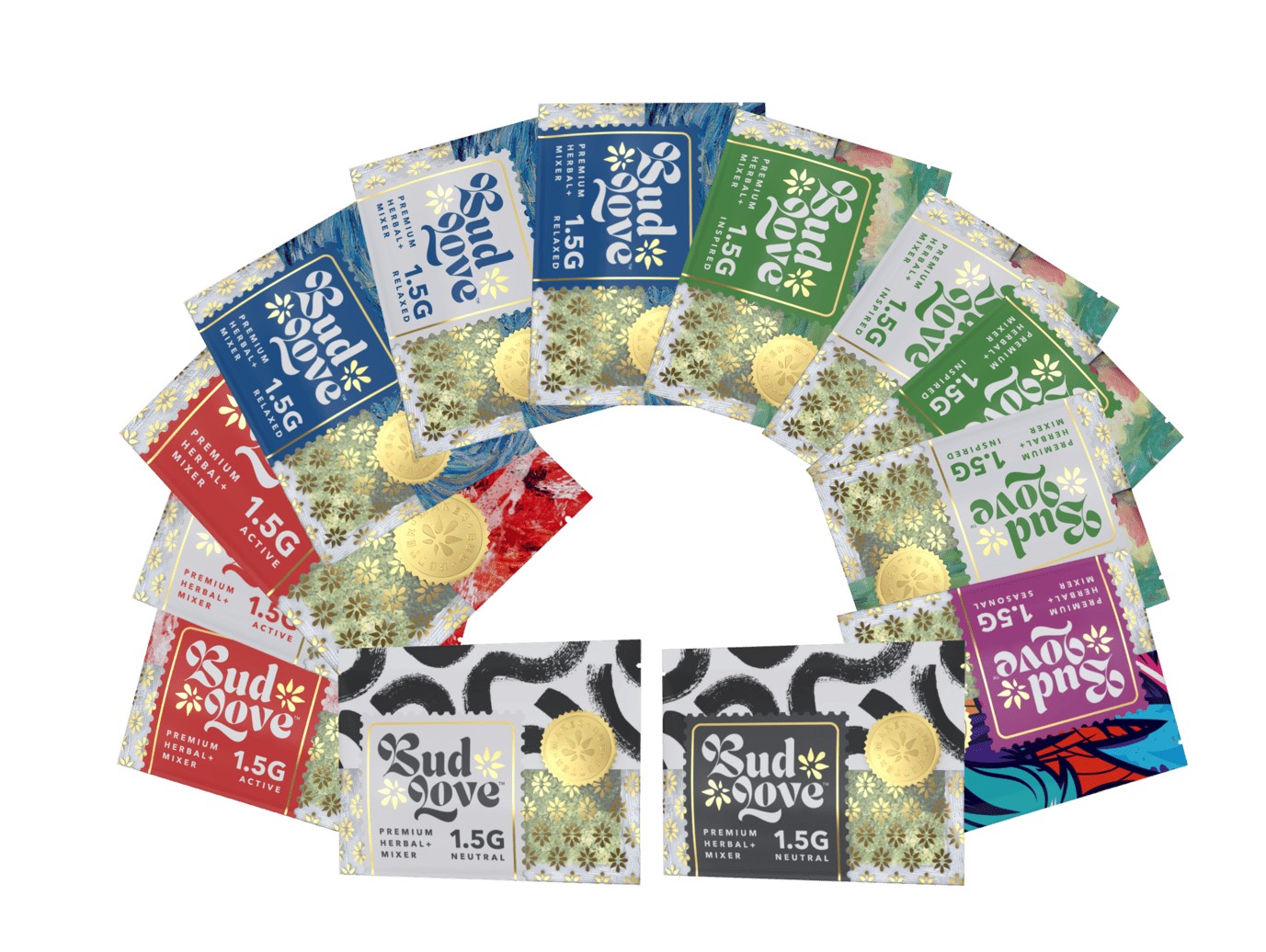Multi Pack Premium Herbal+ Mixer. All scents. 13x 1.5g resealable pouches. Try some today and become a Bud Lover!