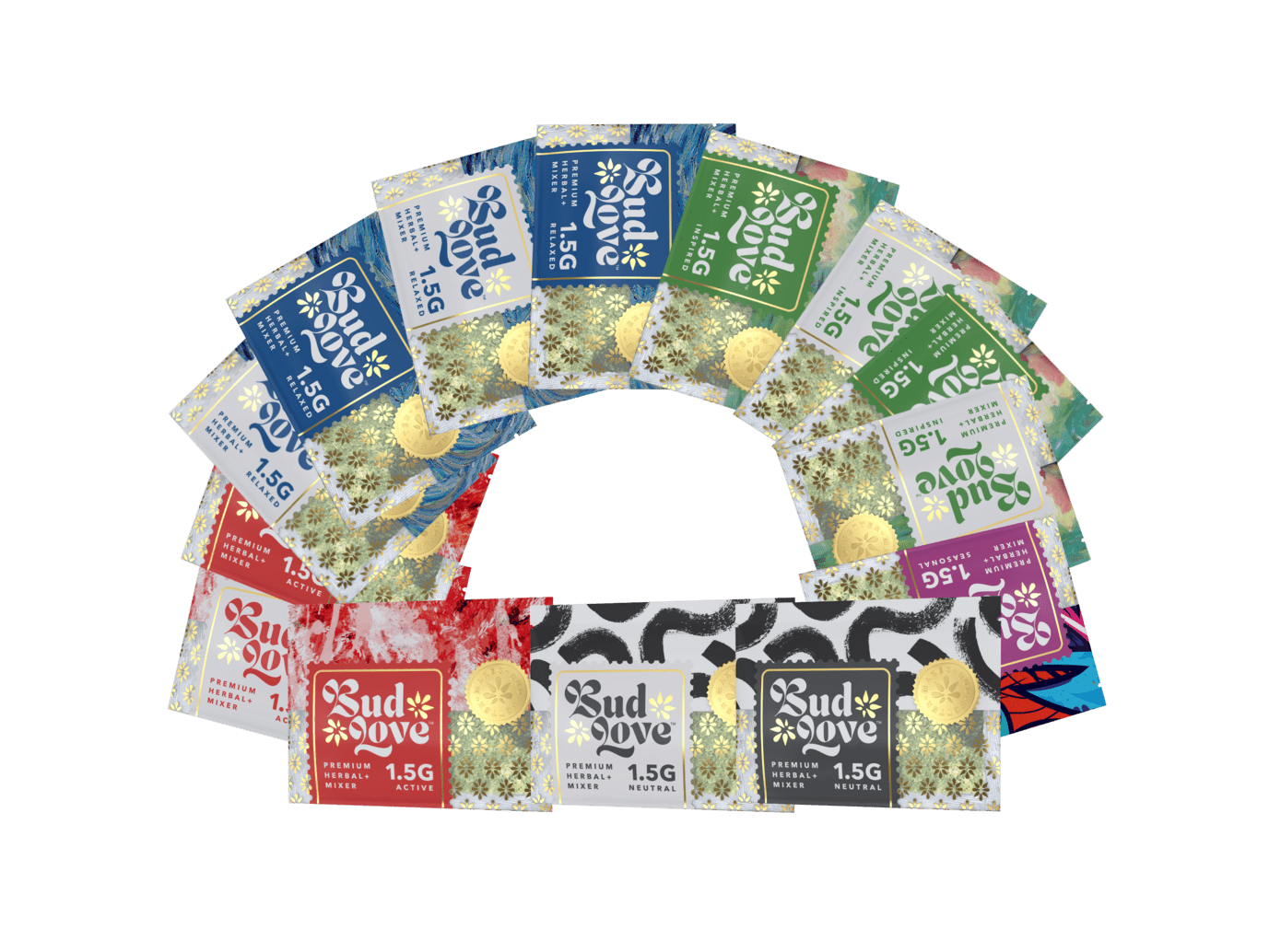 Multi Pack Premium Herbal+ Mixer. All scents. 14x 1.5g resealable pouches. Try some today and become a Bud Lover!