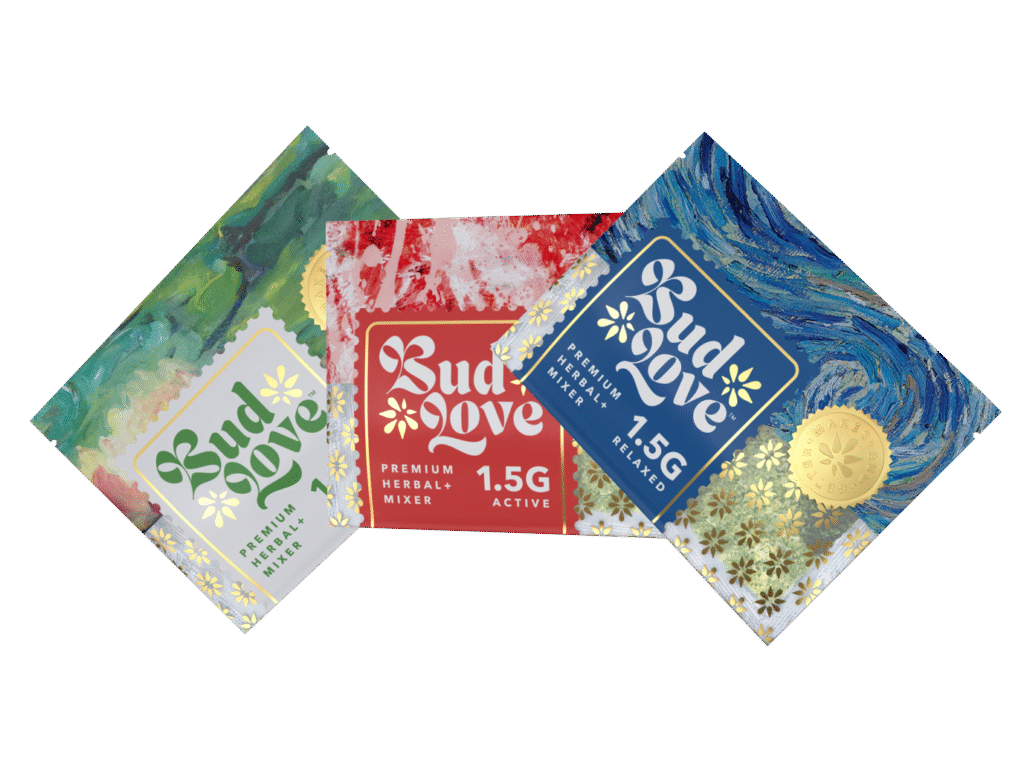 Bud Love Makes Bud Better! 3x 1.5g double-seal airtight pouch. Best-selling scents. Try some today and become a Bud Lover!